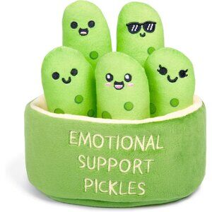 Pickle Plushies with Carrying Basket Squishy Friends for Emotional Support